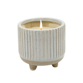 4" Ceramic Footed Planter/Candle Holder with 8 oz Scented Candle - Beige