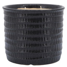 6" Aztec Ceramic Candle Holder with 18 oz Scented Candle - Black