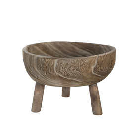 11" Wood Bowl with Legs - Gray
