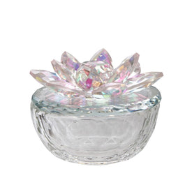 Crystal Lotus Trinket Box - Clear with Blush Top