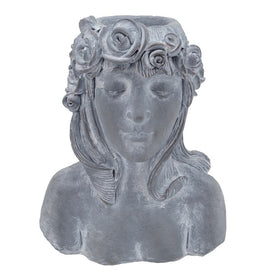 19" Polyresin Lady with Roses - Gray