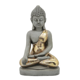 24" Polyresin Sitting Buddha Indoor/Outdoor Figurine - Gray