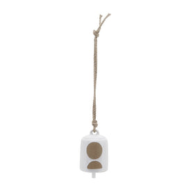 4" Circles Ceramic Hanging Bell - White/Beige