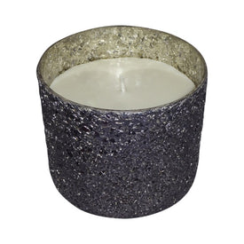 5" Crackled Glass Candle Holder with 26 oz Candle - Gray