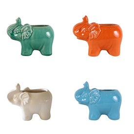Liv & Skye 7" Ceramic Elephants with 8 oz Citronella Candles Set of 4 - Multi