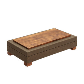 15" Wood and Faux Leather Box with Legs - Green