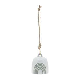 4" Rainbow Ceramic Hanging Bell - White/Green