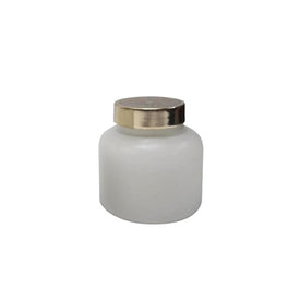 3.6" Frosted Glass Jar Candle Holder with 10 oz Candle - White