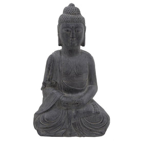 23" Polyresin Sitting Buddha - Gray