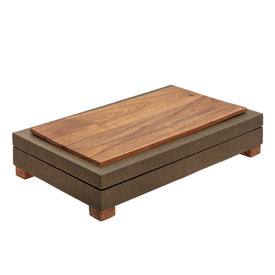 16" Wood and Faux Leather Box with Legs - Green