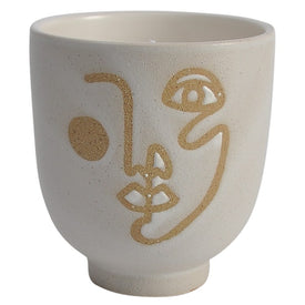 6" Ceramic Face Candle Holder with 20 oz Scented Candle - Ivory