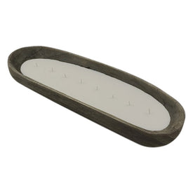 24.8" Oval Wood Tray with 42 oz Scented Candle - Gray