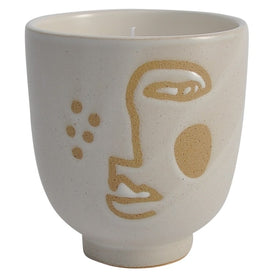 6" Ceramic Face Candle Holder with 20 oz Scented Candle - Ivory