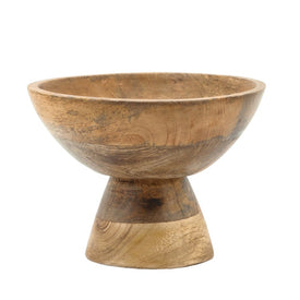 8" Wood Bowl with Tapered Base - Brown