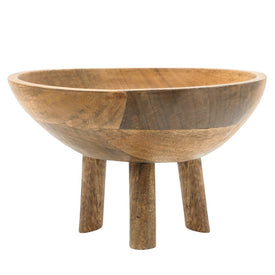 10" Wood Bowl with Three Legs - Brown