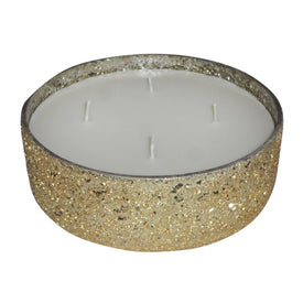 8.5" Crackled Glass Candle Holder with 49 oz Candle - Gold