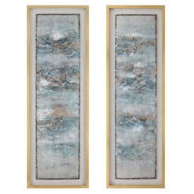 66" x 21" Abstract Canvas Wall Art Set of 2 - Multi