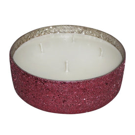 8.5" Crackled Glass Candle Holder with 49 oz Candle - Red