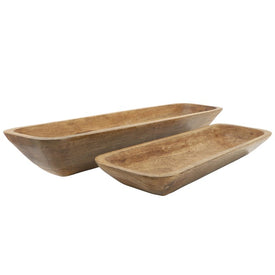 23"/30" Rectangular Wood Bowls Set of 2 - Brown