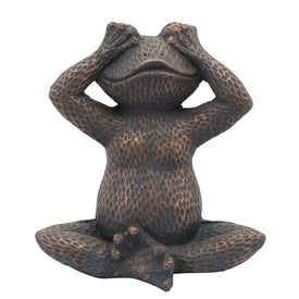 16" Polyresin No See Evil Frog Figurine - Metallic Blue