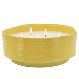 10" Ceramic Planter with Citronella Candle - Yellow