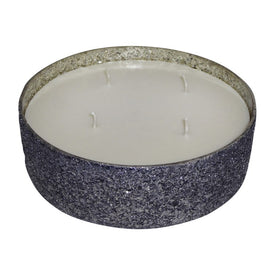 8.5" Crackled Glass Candle Holder with 49 oz Candle - Gray