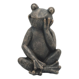 16" Polyresin Thinking Frog Figurine - Black