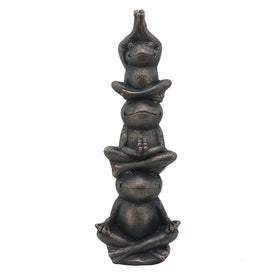 24" Polyresin Stacking Yoga Frogs Figurine - Black