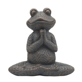 17" Polyresin Yoga Frog Figurine - Metallic Blue