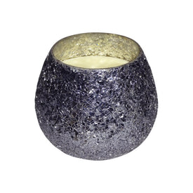 4" Crackled Glass Candle Holder with 11 oz Candle - Gray