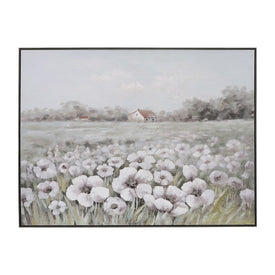 36" x 48" Flowers and Farm Handpainted Framed Wall Art