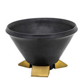 12" Wooden Bowl with Metal Legs - Black