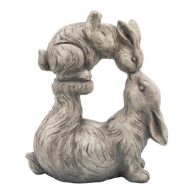 15" Polyresin Kissing Bunnies Figurine - Antique White