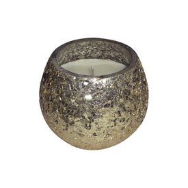 5" Crackled Glass Candle Holder with 17 oz Candle - Gold