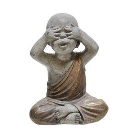 12" Polyresin See No Evil Baby Monk - Gray/Gold