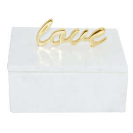 7" x 5" Marble Box with Love Accent - White