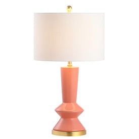 Ziggy Ceramic Table Lamp - Coral and Brass Gold