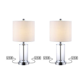 Abner Table Lamps Set of 2 - Chrome and Clear