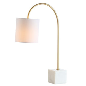 Fisher LED Table Lamp - White and Brass Gold