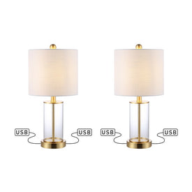 Abner Table Lamps Set of 2 - Brass Gold and Clear