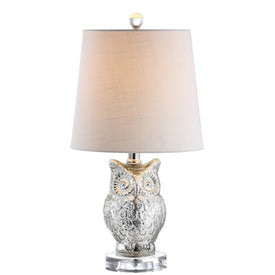 Night Owl Glass Table Lamp - Silver and Ivory