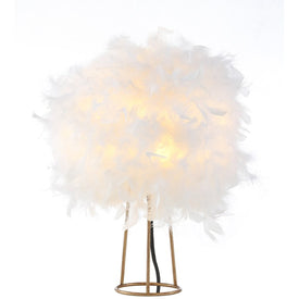 Stork Feather Table Lamp - White and Gold