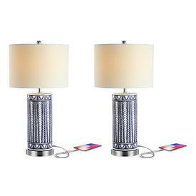 Sulka LED Ceramic Table Lamps Set of 2 - Navy