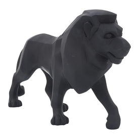 Polyresin Standing Lion Figurine - Black