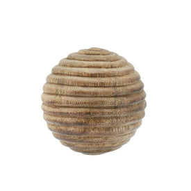 4" Wooden Orb with Ridges - Natural
