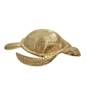 11.5" Metal Sea Turtle Figurine - Gold