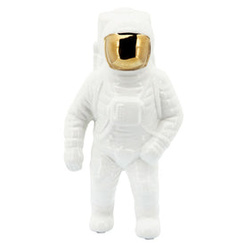 11" Ceramic Astronaut Statuette - White/Gold