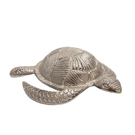 11.5" Metal Sea Turtle Figurine - Silver