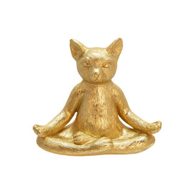 7" Polyresin Yoga Cat - Gold