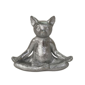 7" Polyresin Yoga Cat - Silver